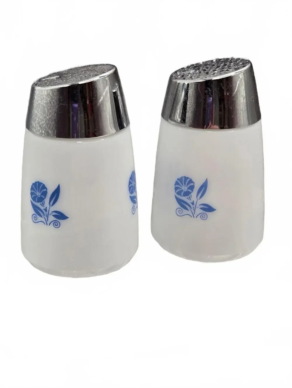Vtg Starline Santa Barbara White Milk Glass Pair Pepper Shakers